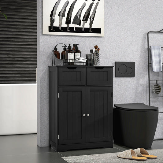 Bathroom Cabinet, Bathroom Storage Cabinet with 2 Drawers, Adjustable Shelf for Living Room, Entryway, Black Bathroom Cabinets   at Gallery Canada