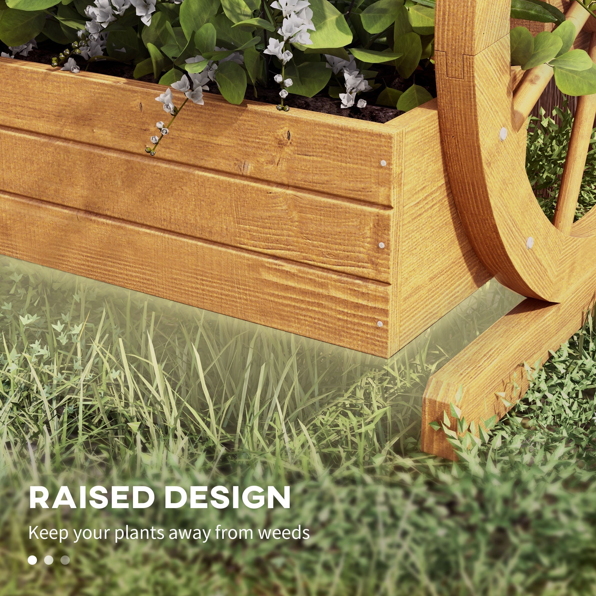 Wooden Wagon Planter Box, 3-Tier Raised Garden Bed, for Vegetables Flowers Herbs, 24