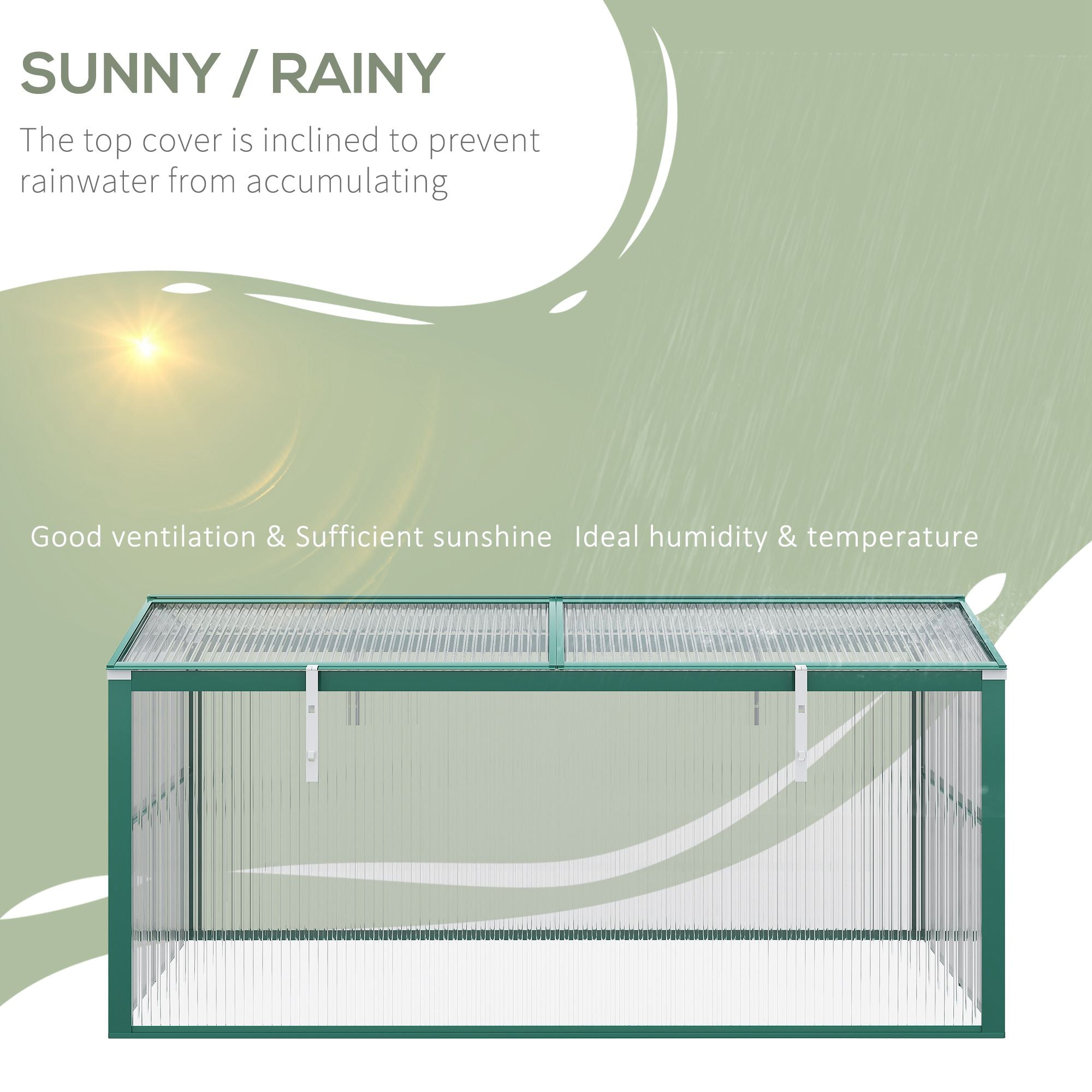 Aluminium Cold Frame Greenhouse Garden Portable Raised Planter with Openable Top, 51