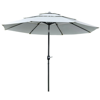 9FT 3 Tiers Patio Umbrella Outdoor Market Umbrella with Crank, Push Button Tilt for Deck, Backyard and Lawn, Cream White Sun Umbrellas Multi Colour  at Gallery Canada