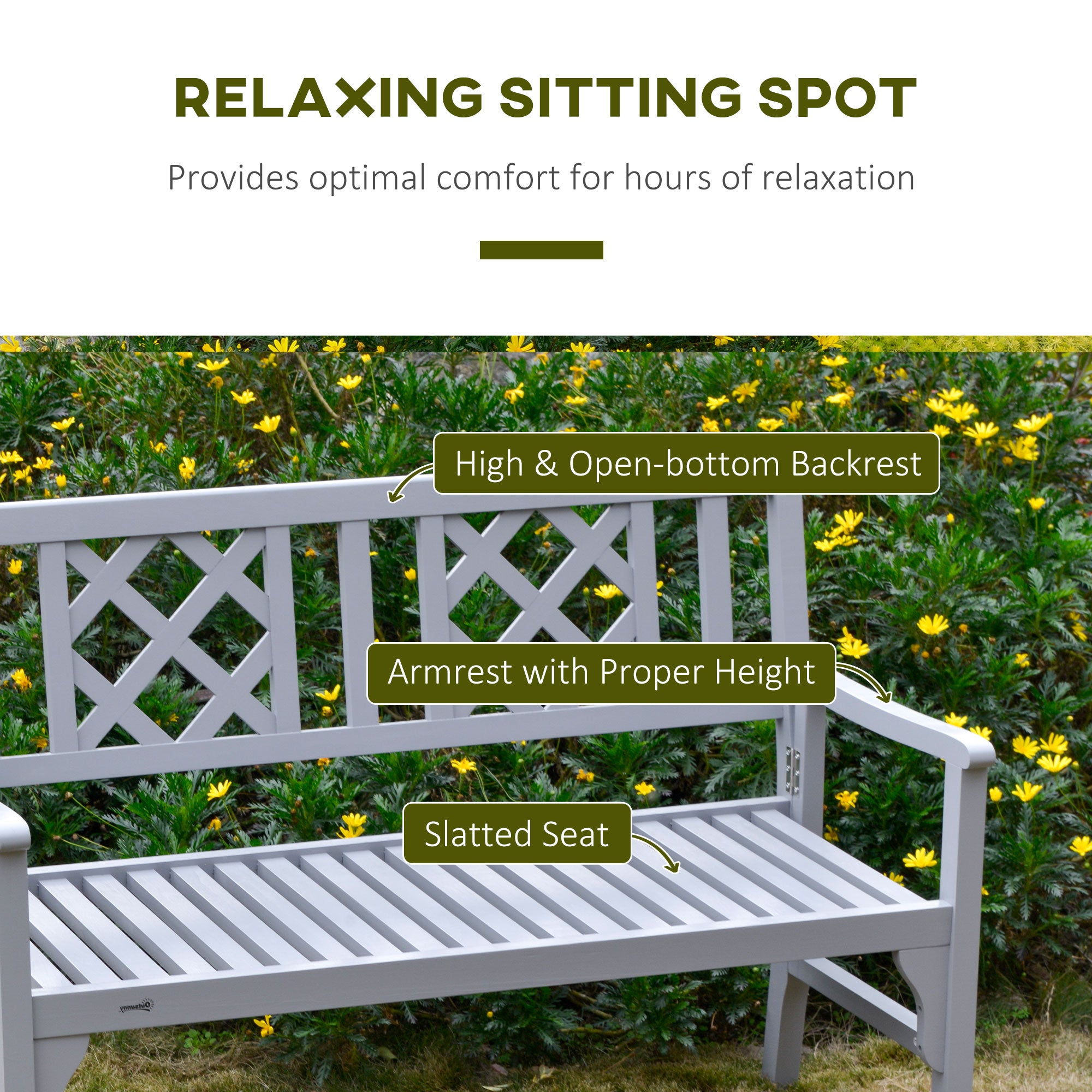 Foldable Garden Bench, 2-Seater Patio Wooden Bench, Loveseat Chair with Backrest and Armrest for Patio, Porch or Balcony, Grey Outdoor Benches at Gallery Canada