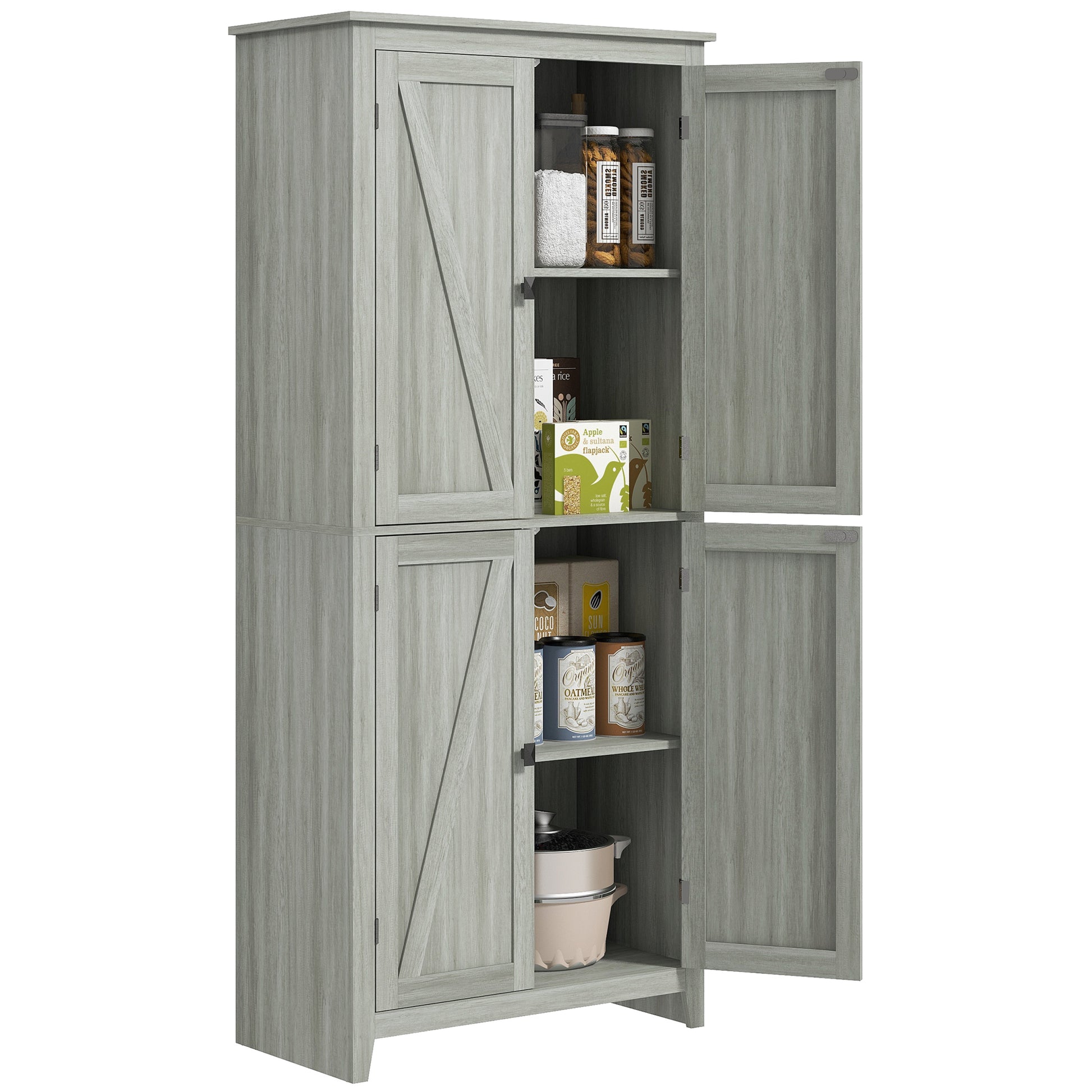 72" Freestanding Storage Cabinet, Kitchen Pantry Cabinet with Doors and Shelves for Dining Room, Grey Kitchen Pantry Cabinets at Gallery Canada