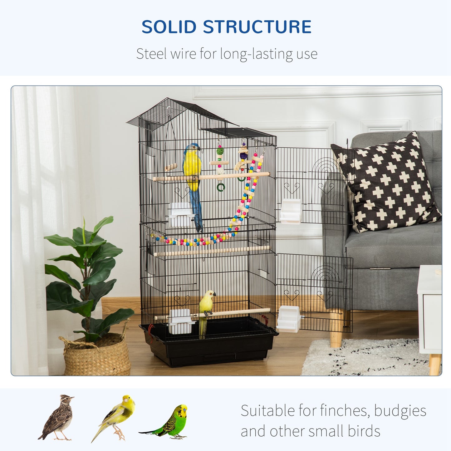 39" Bird Cage for Budgie, Cockatiel, Conure, Small Birds, with Ladder, Swing, Toys, Perches, Tray, Feeding Bowls, Handle Bird Cages   at Gallery Canada