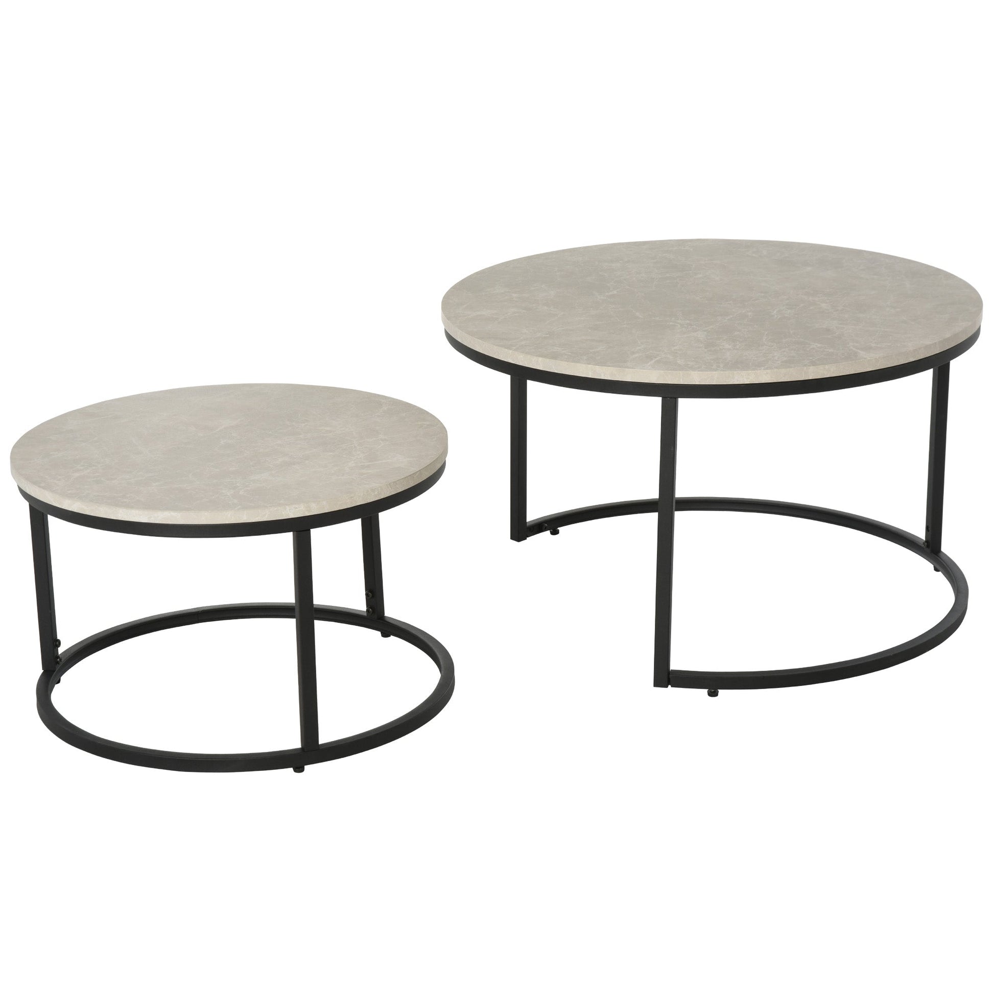 Coffee Table for Living Room, Modern Elegance Style Chipboard Set of 2 Nesting Side Coffee Tables, w/ Metal Base for Living Room Bedroom Office Coffee Tables   at Gallery Canada