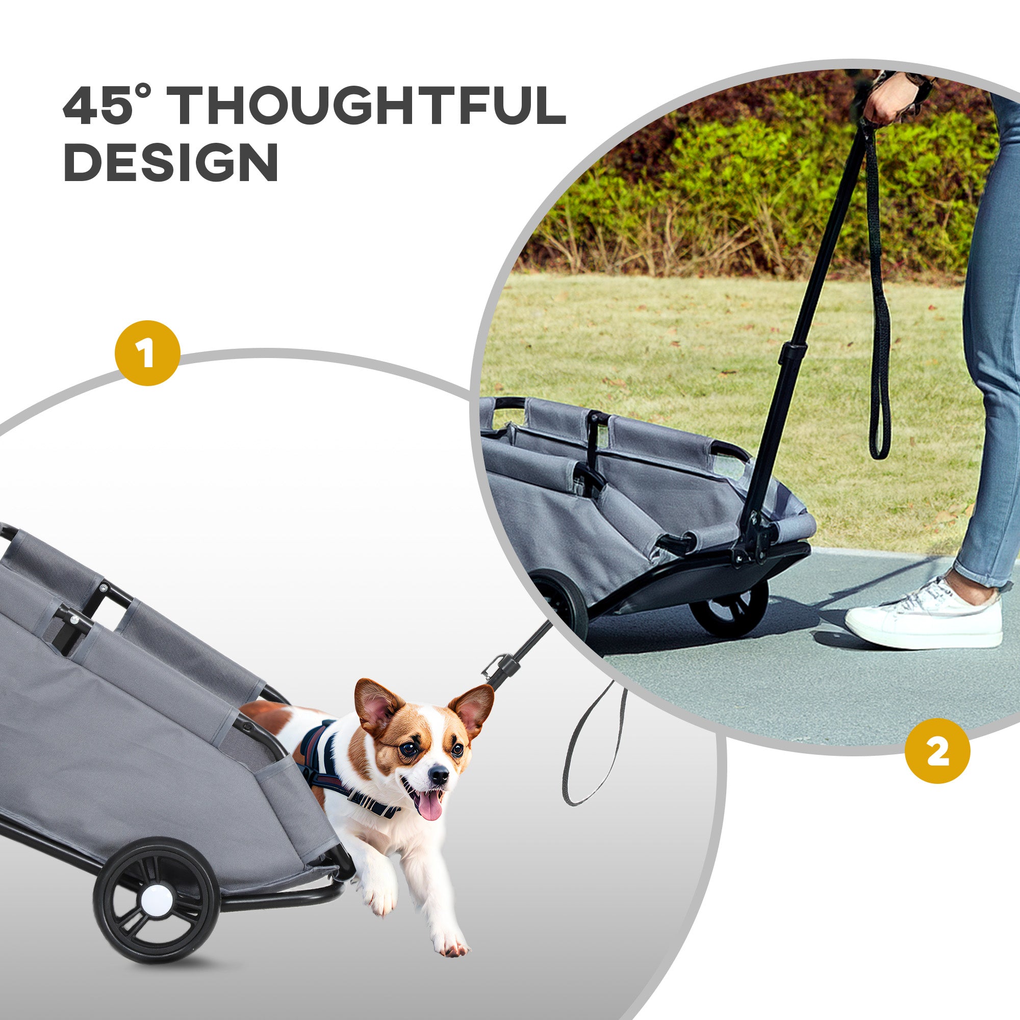 4 Wheels Folding Lightweight Pet Stroller with Universal Handle Rod, Storage Bag, Washable Cushion for Miniature Dogs Dog Bike Trailers & Strollers at Gallery Canada