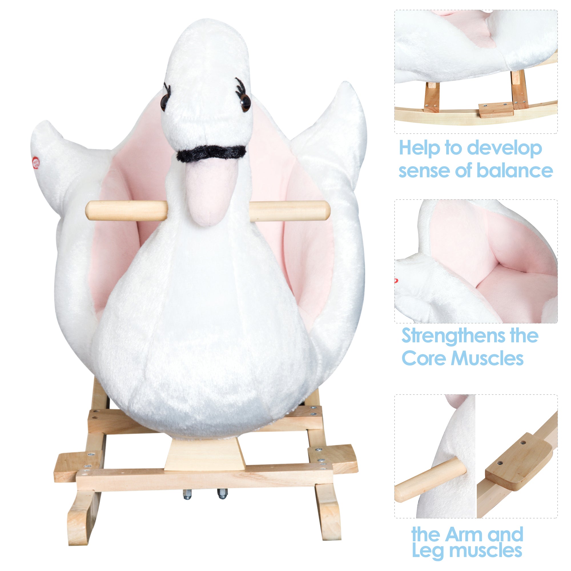 Soft Warm Kids Rocking Horse Child Plush Ride On Toy Swan Style Playtime with Lullaby Song White Rocking Horses at Gallery Canada