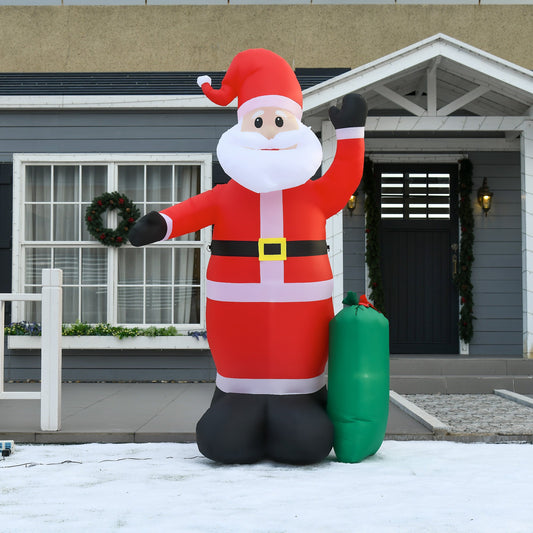 8ft Inflatable Christmas Santa Claus with Green Sack, Blow-Up Outdoor LED Yard Display for Lawn Garden Party - Gallery Canada