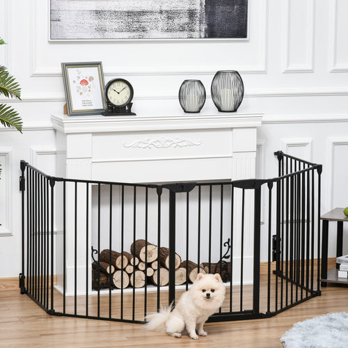 Foldable Dog Playpen Indoor for Small Medium Dogs with Door, for Stairway, Doorway, Hallway, Black