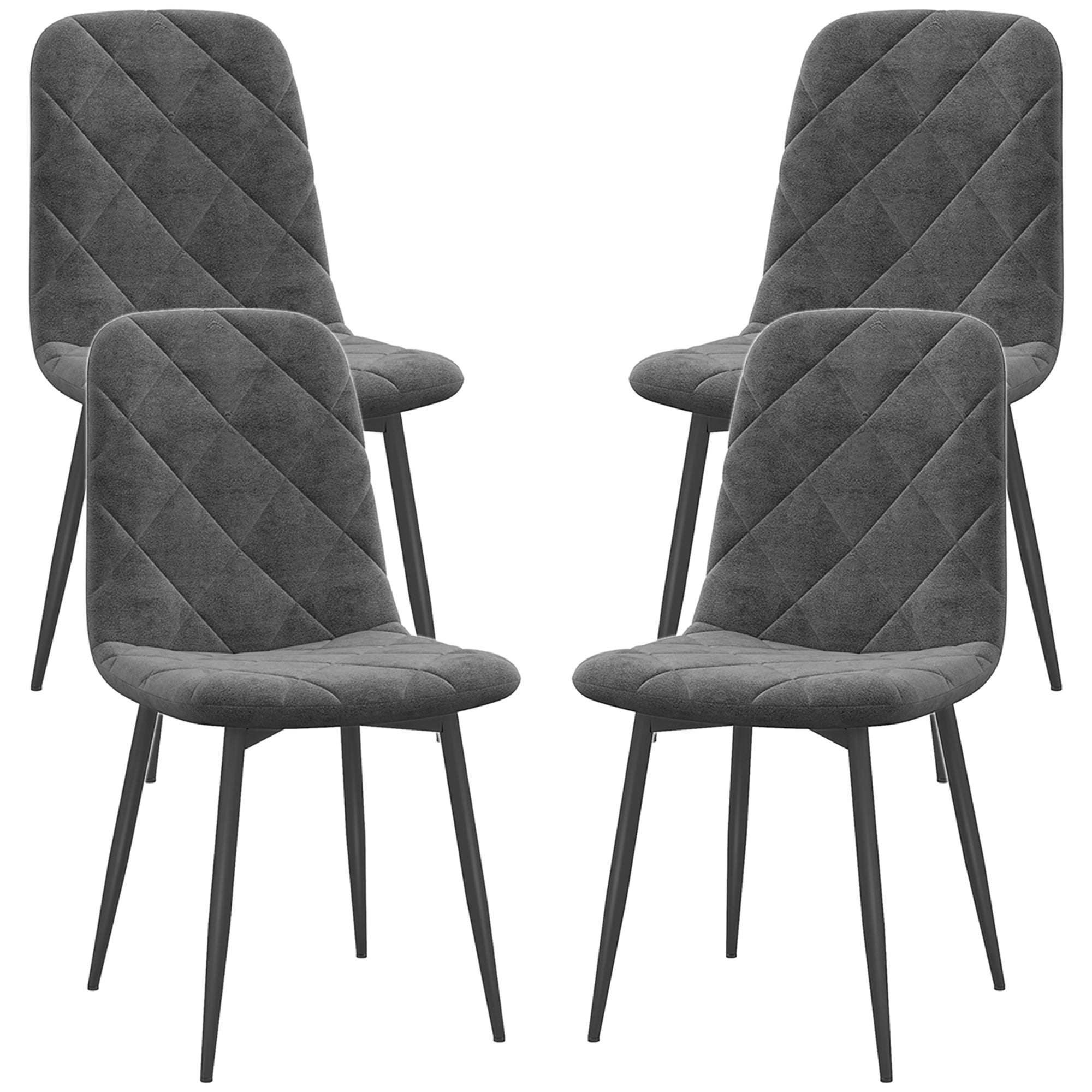 Dining Chairs Set of 4, Upholstered Dining Room Chairs with Steel Legs, Modern Kitchen Chair for Dining Room, Grey Bar Stools   at Gallery Canada