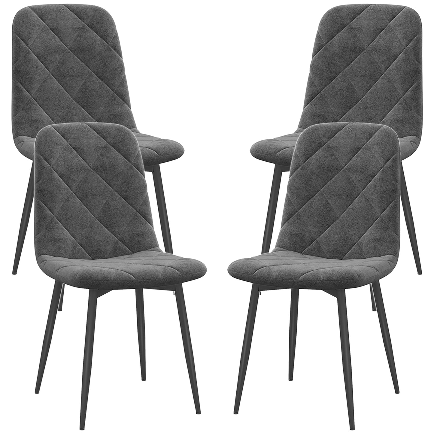 Dining Chairs Set of 4, Upholstered Dining Room Chairs with Steel Legs, Modern Kitchen Chair for Dining Room, Grey Bar Stools   at Gallery Canada