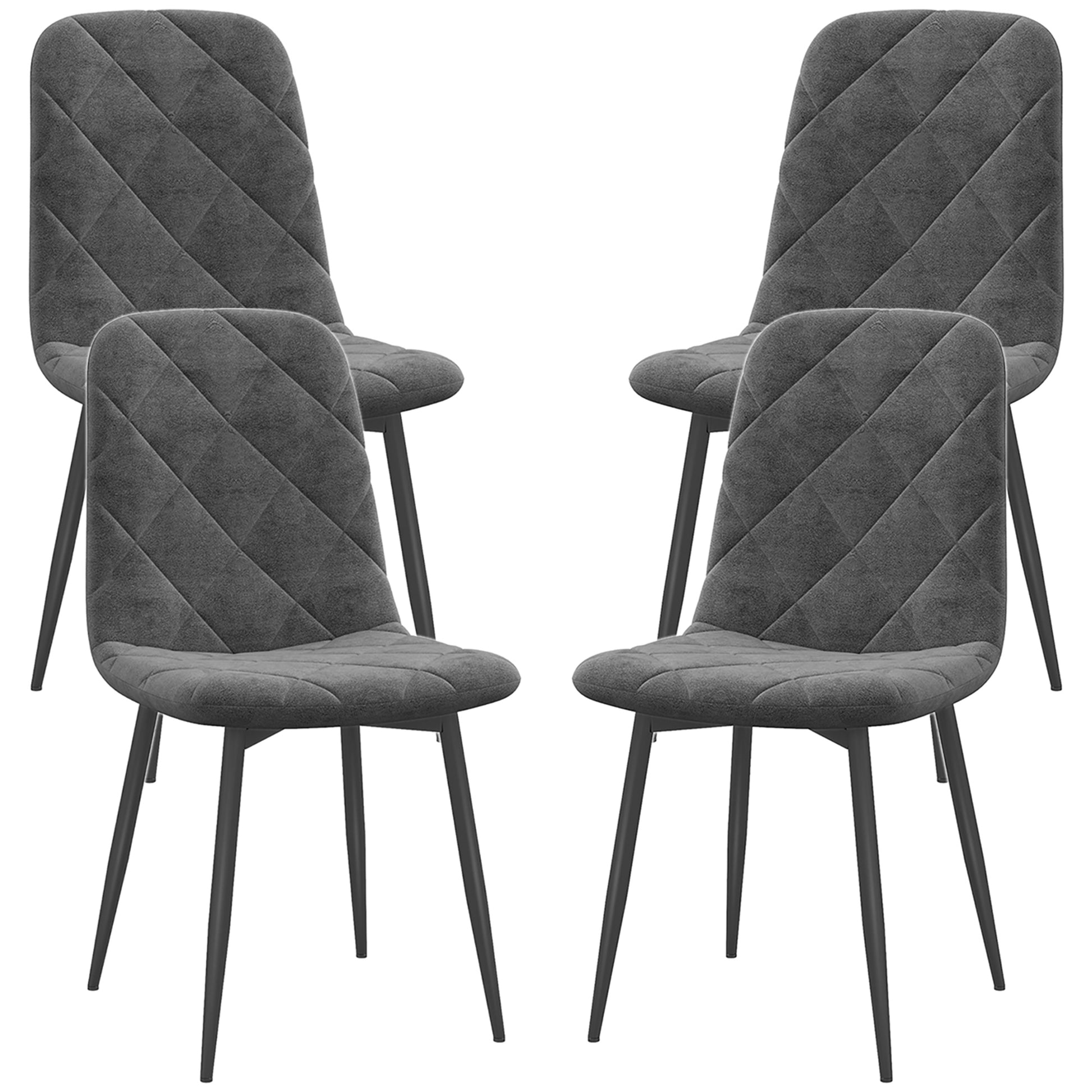 Dining Chairs Set of 4, Upholstered Dining Room Chairs with Steel Legs, Modern Kitchen Chair for Dining Room, Grey Bar Stools   at Gallery Canada