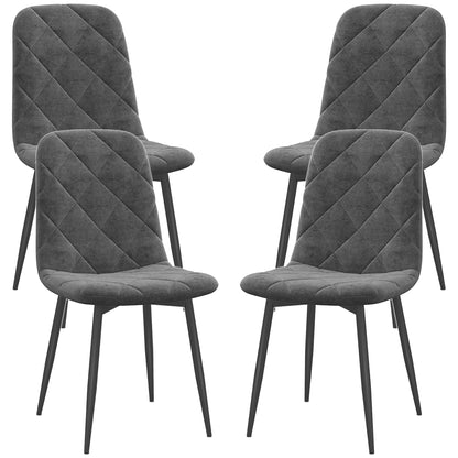 Dining Chairs Set of 4, Upholstered Dining Room Chairs with Steel Legs, Modern Kitchen Chair for Dining Room, Grey Bar Stools   at Gallery Canada