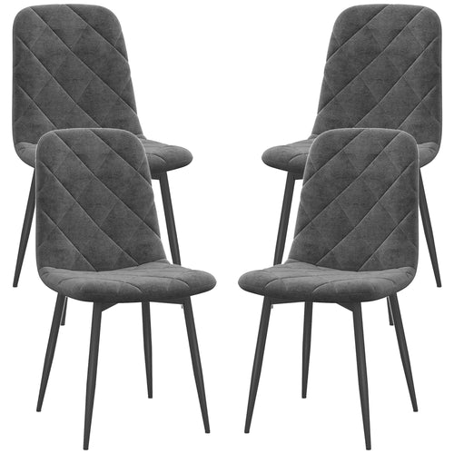 Dining Chairs Set of 4, Upholstered Dining Room Chairs with Steel Legs, Modern Kitchen Chair for Dining Room, Grey