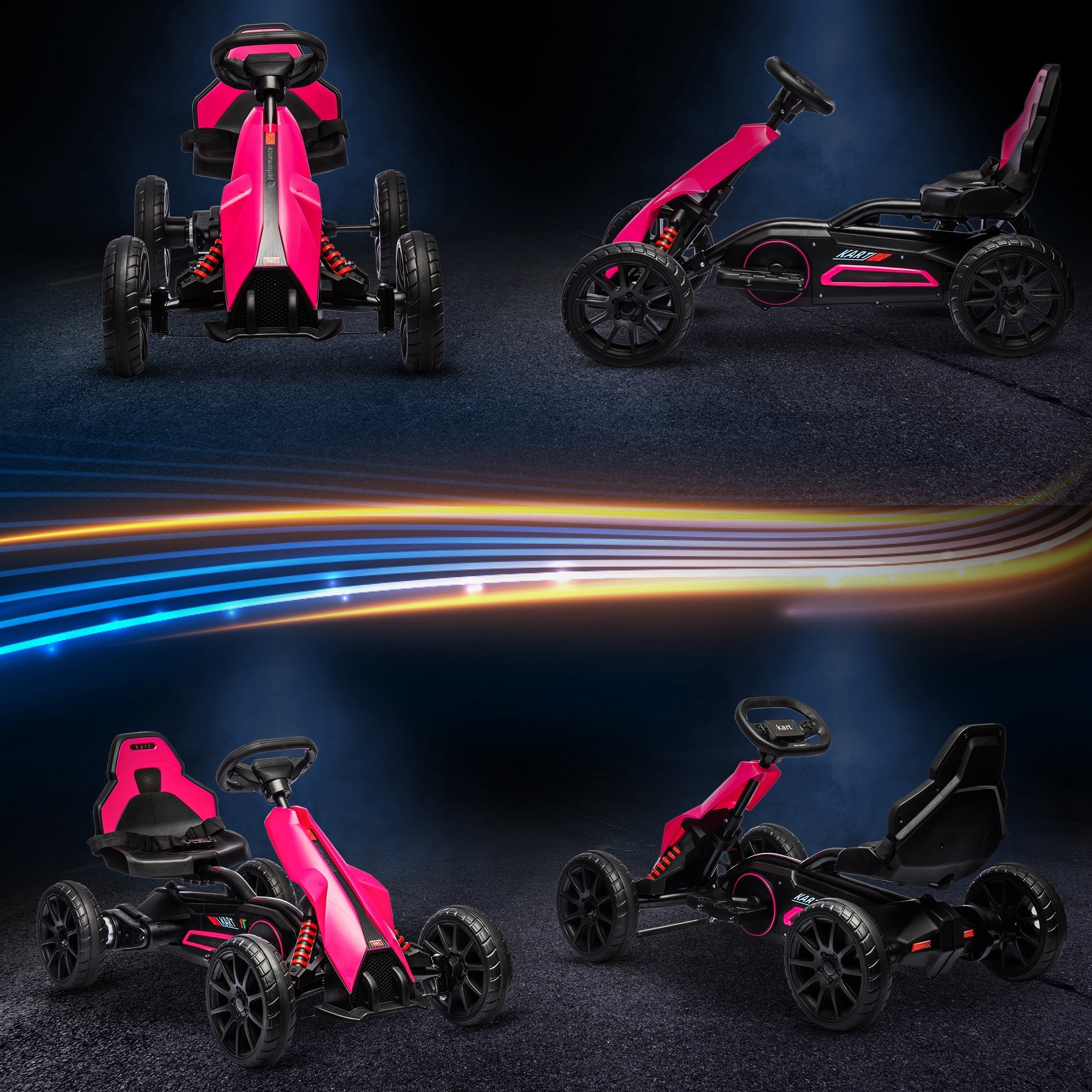 Electric Go Kart, 12V Outdoor Racer Car for Kids, with Forward Backward, Adjustable Speed, Ages 3-8 Years Old, Pink Electric Toy Cars   at Gallery Canada