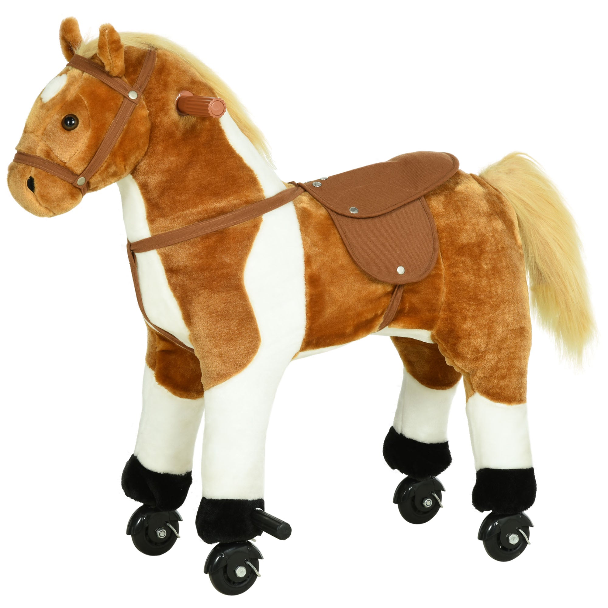 Kids Rocking Horse, Large Walking Ride on Toy for Toddlers 3 year old, Baby Plush Animal Rocker with Sound and Wheel, Brown Rocking Horses at Gallery Canada