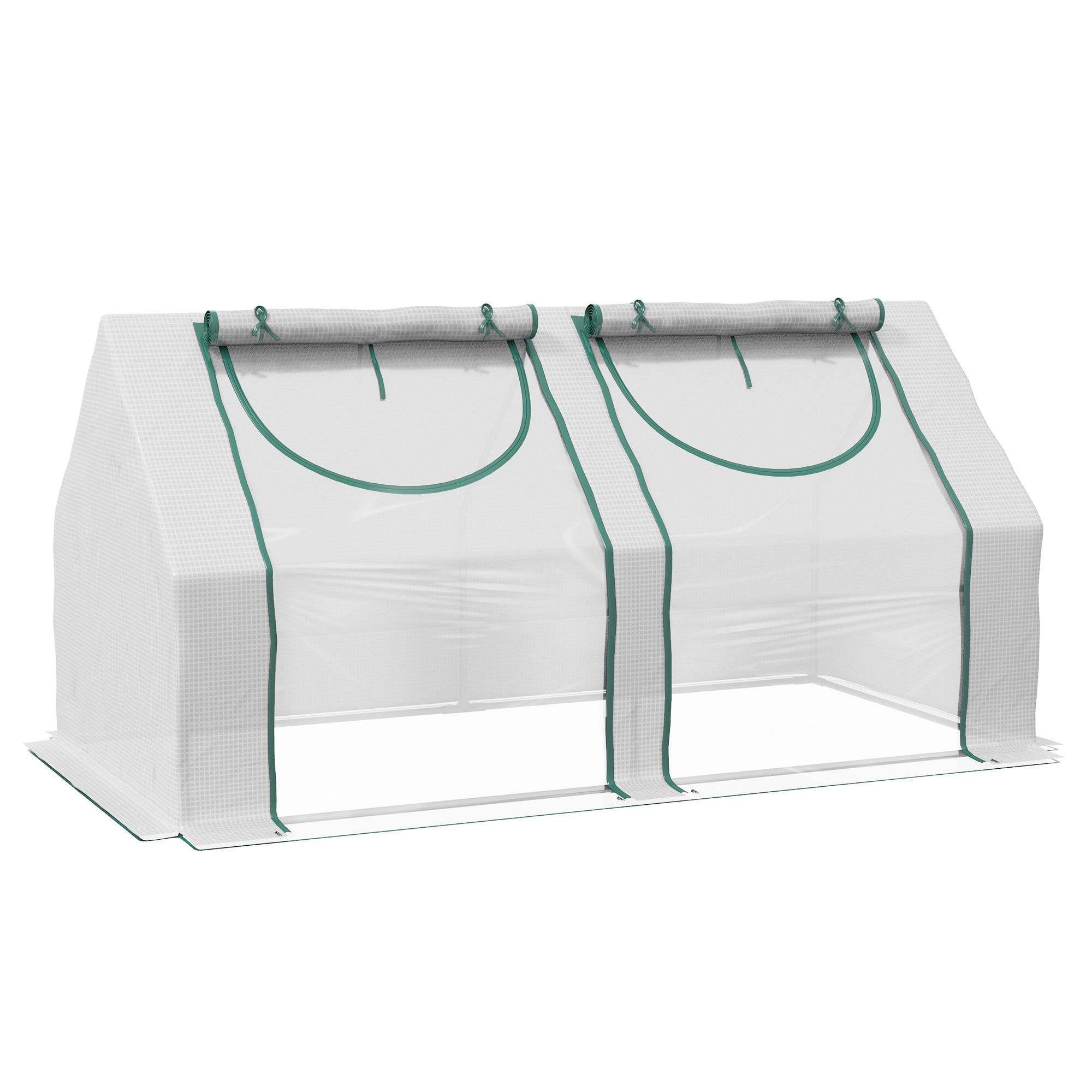 6' x 3' x 3' Portable Mini Greenhouse, Garden Green House Kit with 2 PE/Plastic Covers, Steel Frame and 2 Roll Up Zipper Windows, White Mini Greenhouses at Gallery Canada