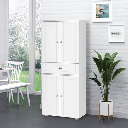 72" Kitchen Pantry Cabinet, Modern Kitchen Pantry Storage Cabinet with 4 Doors and 3 Adjustable Shelves, White Kitchen Pantry Cabinets White  at Gallery Canada