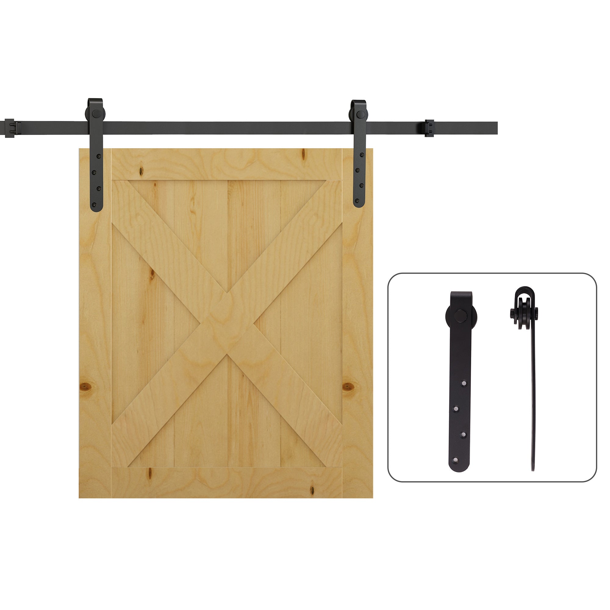 6FT Antique Sliding Barn Wood Door Hardware Kit Cabinet Closet Hanger Set for Single Door Coffee Door Hardware at Gallery Canada