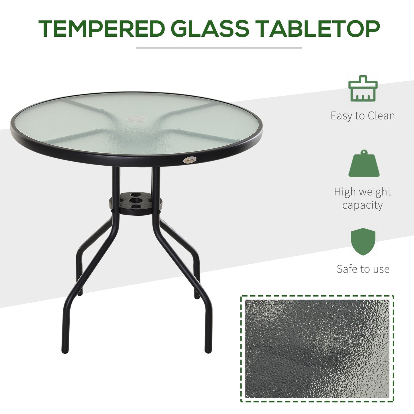 31.5'' Round Bistro Table Outdoor Dining Coffee Table w/ Tempered Glass Top Patio Garden Side Table Weather-resistant Patio Side Tables   at Gallery Canada