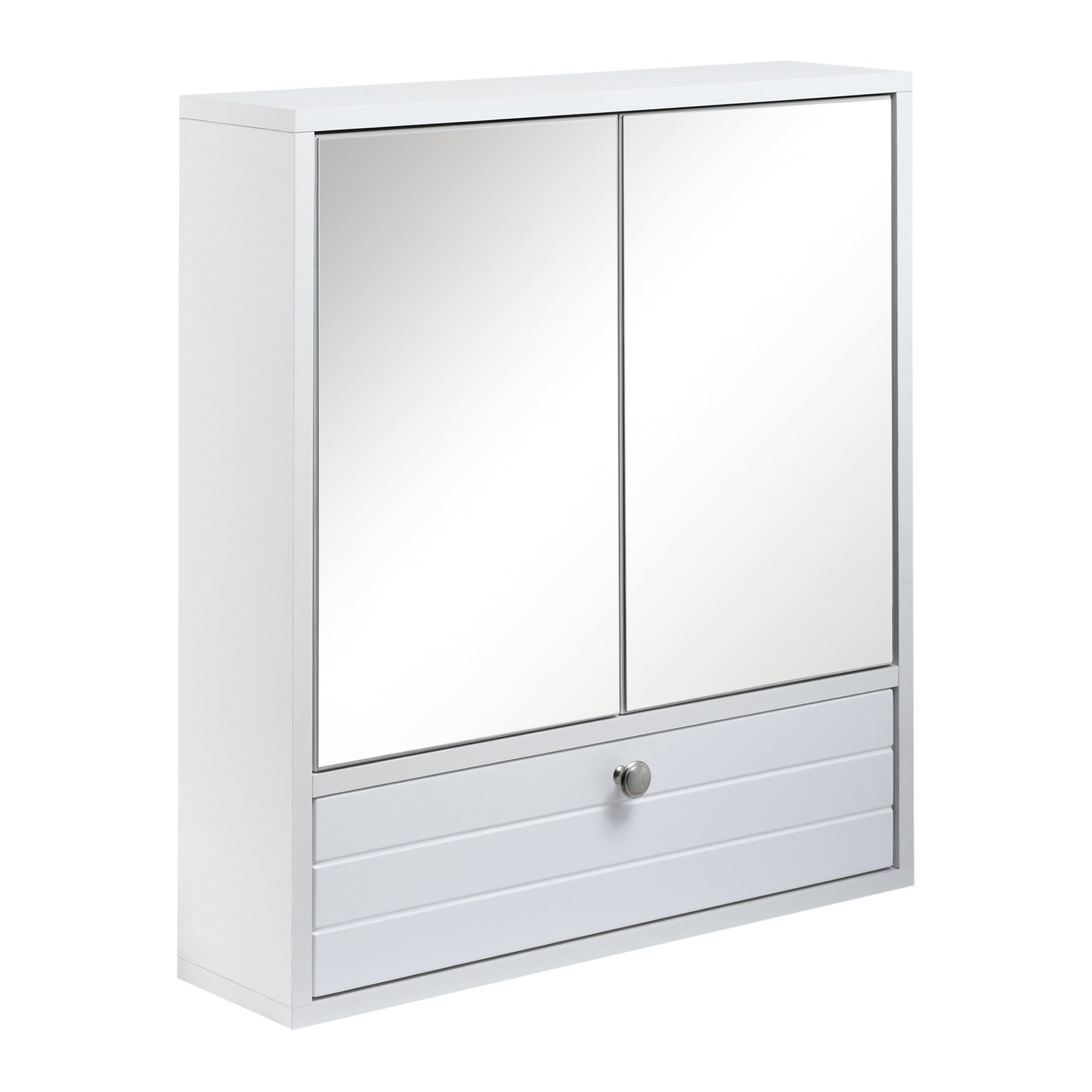 Bathroom Medicine Cabinet with Mirror, Wall Mounted Mirror Cabinet with Double Door, Storage Drawer and Adjustable Shelf, White Mirror Medicine Cabinets White  at Gallery Canada