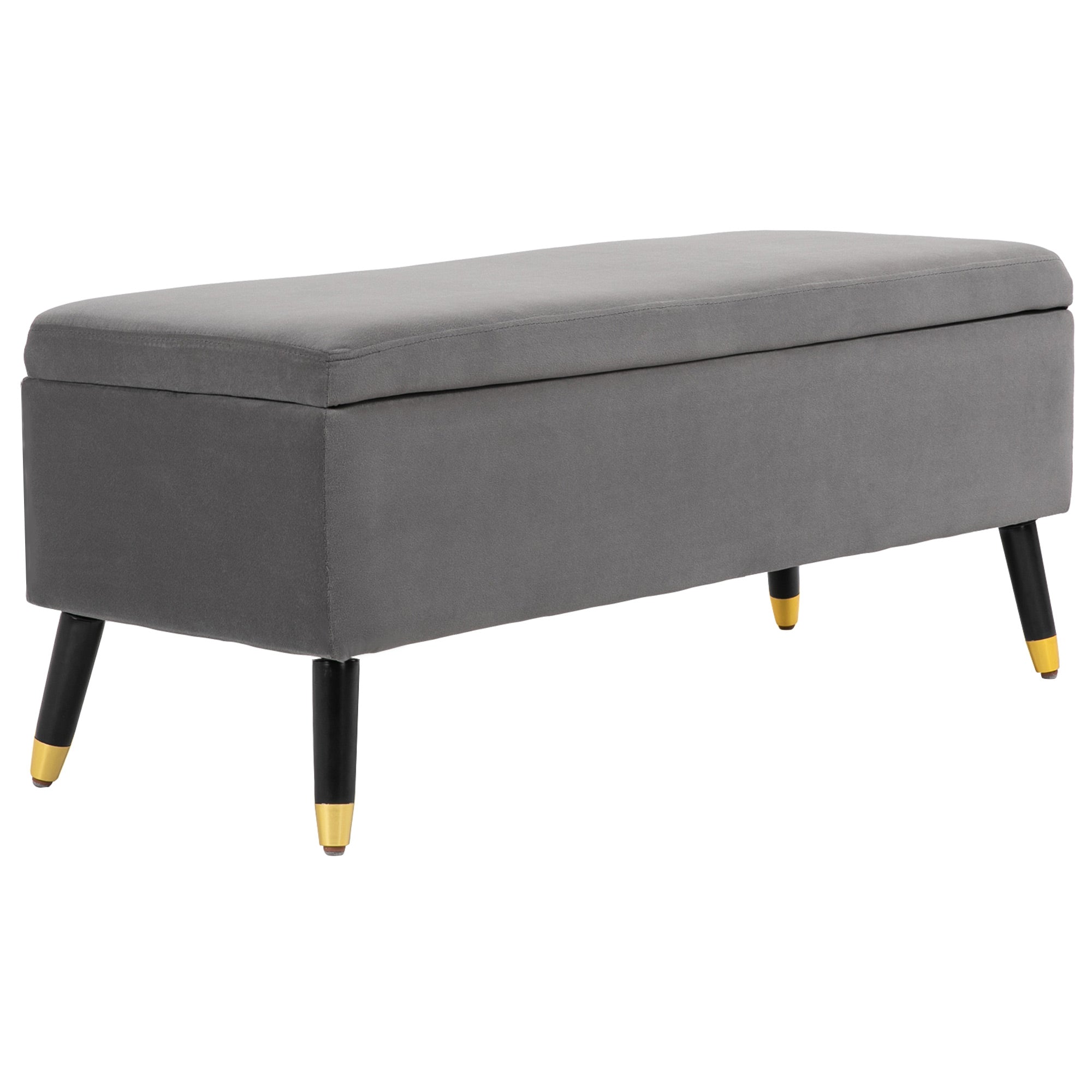 Ottoman Bench with Storage, Velvet Footrest Shoe Bench with Hinged Lid, Lift Top Bed Bench for Entryway Living Room, Charcoal Grey Storage Ottomans & Benches at Gallery Canada