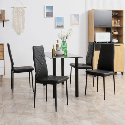 Dining Chairs Set of 4, Modern Accent Chair with High Back, Upholstery Faux Leather and Steel Legs for Living Room, Kitchen, Black Bar Stools at Gallery Canada