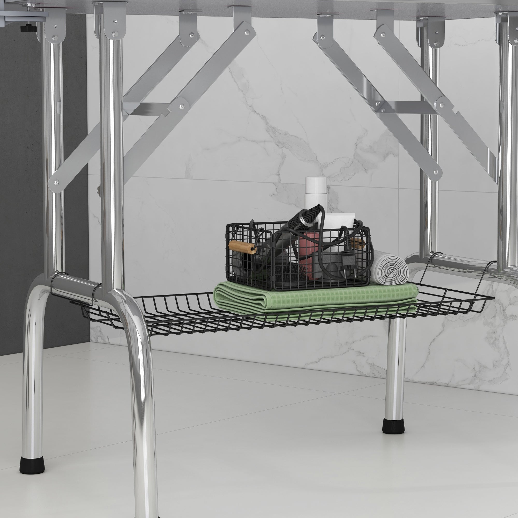 Foldable Grooming Table for Dogs with Height Adjustable Grooming Arm, Storage Shelf, Pink Dog Grooming Tables at Gallery Canada