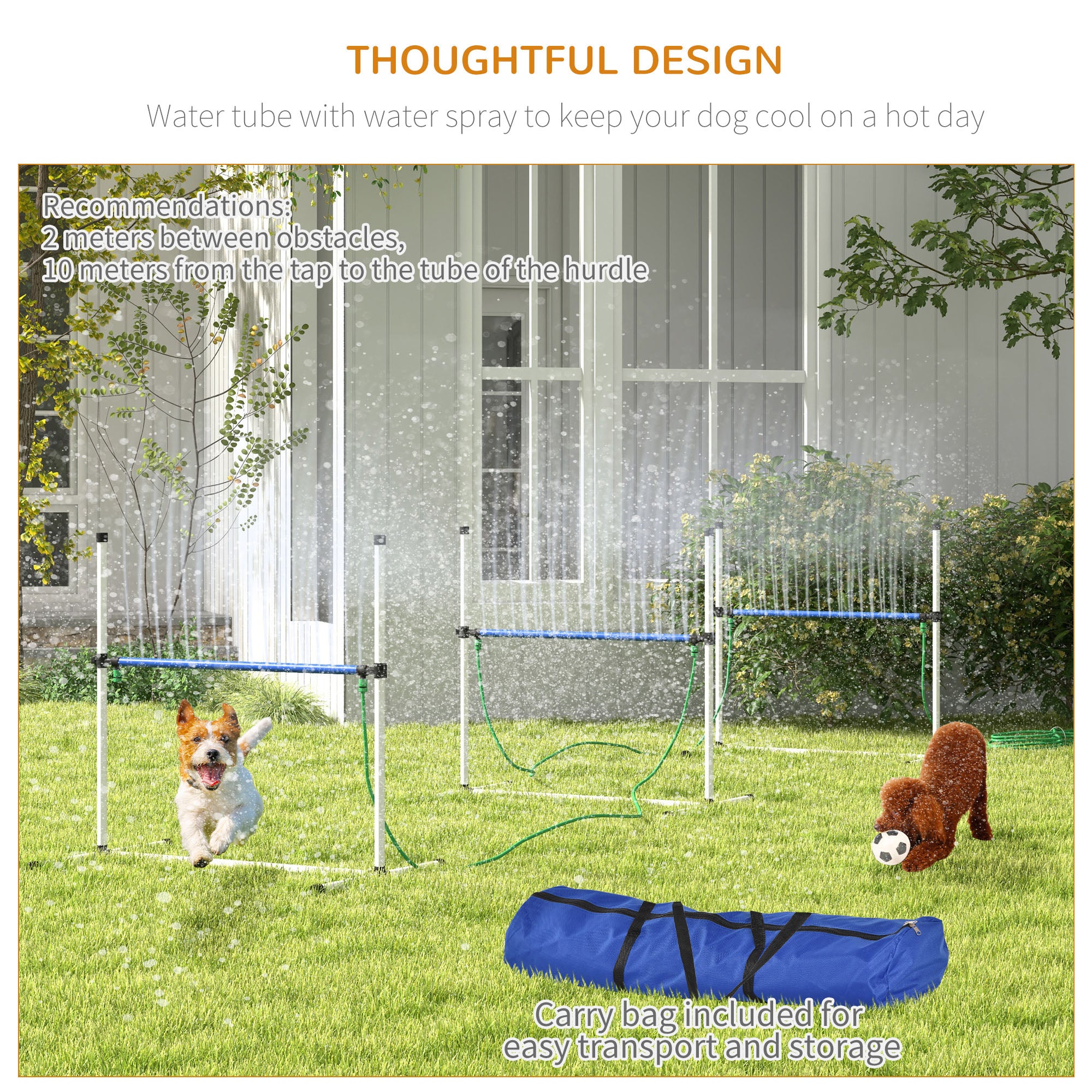 4PCs Dog Agility Equipment Set with Adjustable Height Hurdles, Spray Water Tube, Whistle, Carry Bag, White Dog Agility Training Equipment at Gallery Canada