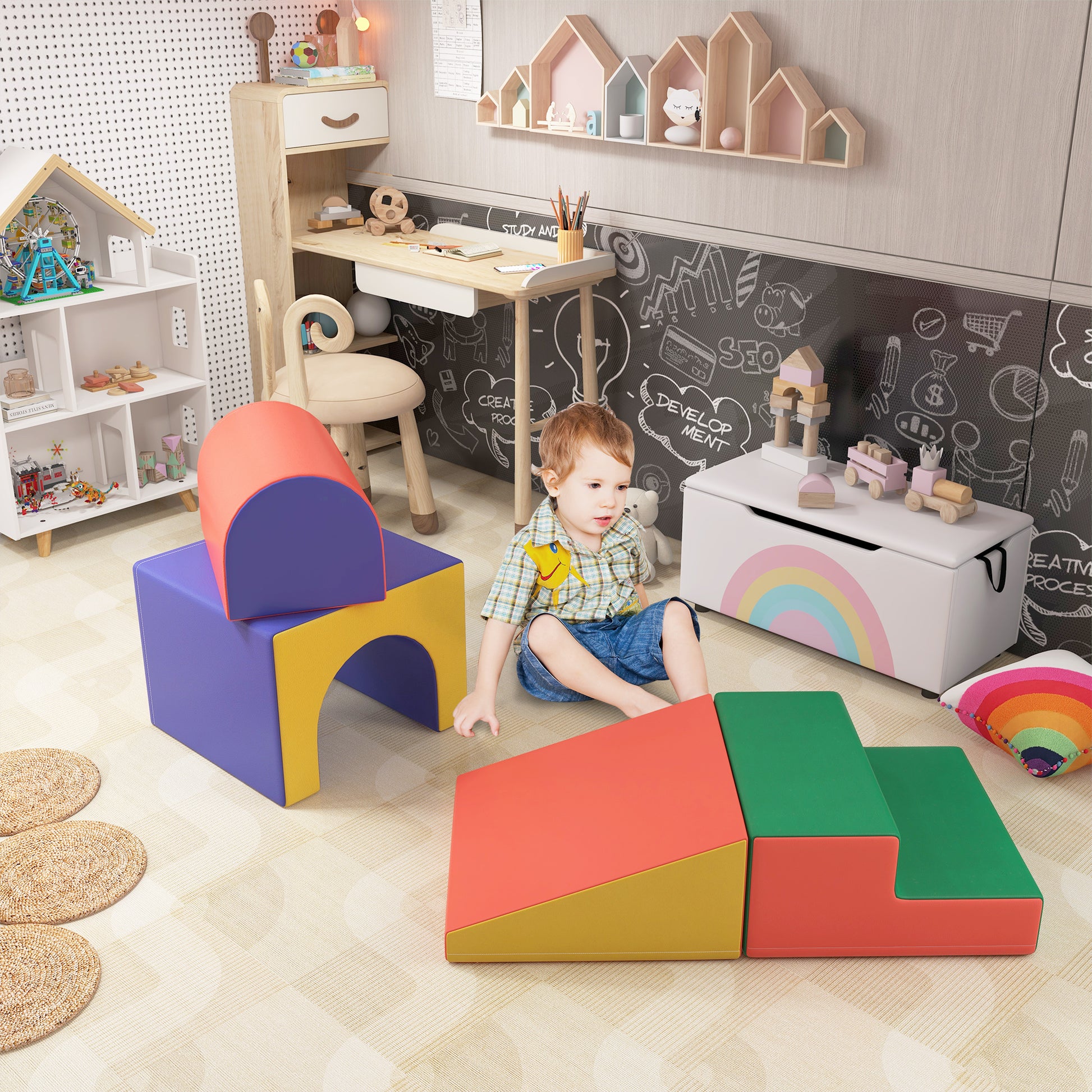 4 Piece Foam Play Set for Toddlers and Children, Classic Colour Baby Gym & Playmats   at Gallery Canada