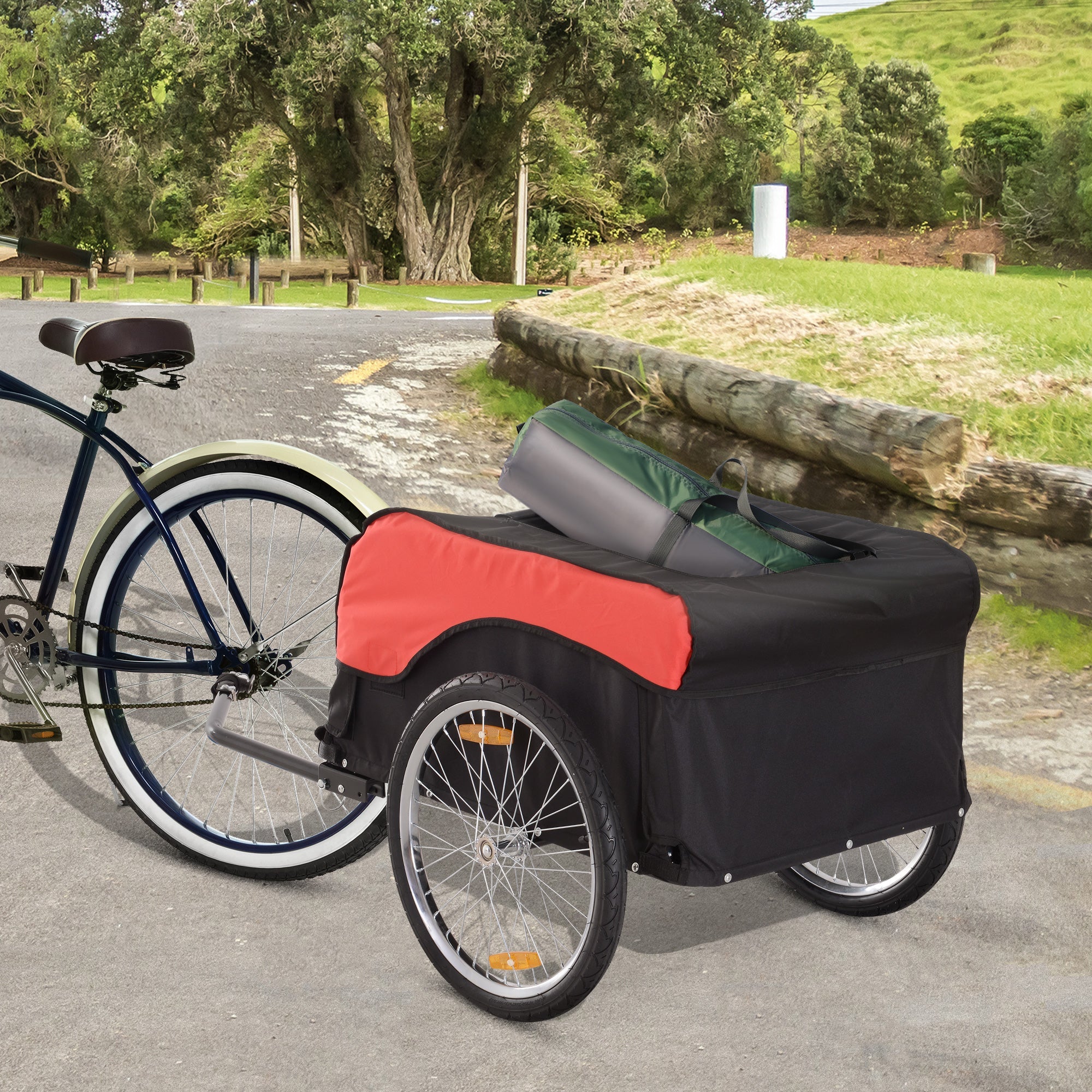 Bike Cargo Trailer Bicycle Luggage Carrier Cart with Cover Black Red Bike Cargo Trailers   at Gallery Canada