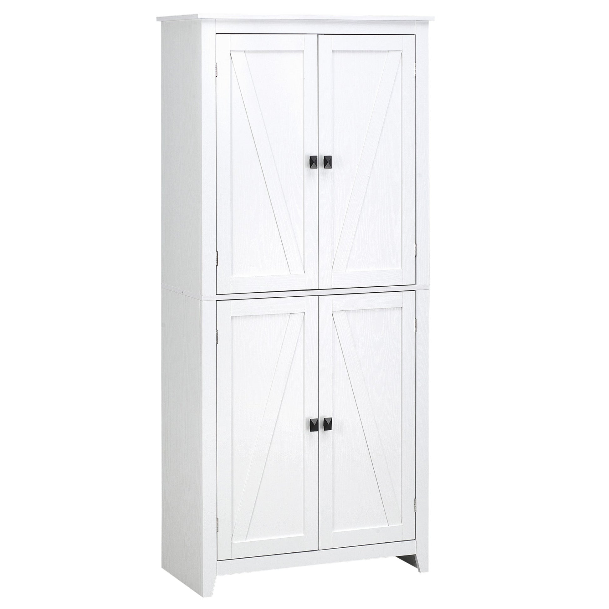 72" Freestanding 4-Door Kitchen Pantry, Buffet Cabinet, Pantry Organizer, Storage Cabinet Organizer with 4-tier, and Adjustable Shelves, White Kitchen Pantry Cabinets White  at Gallery Canada