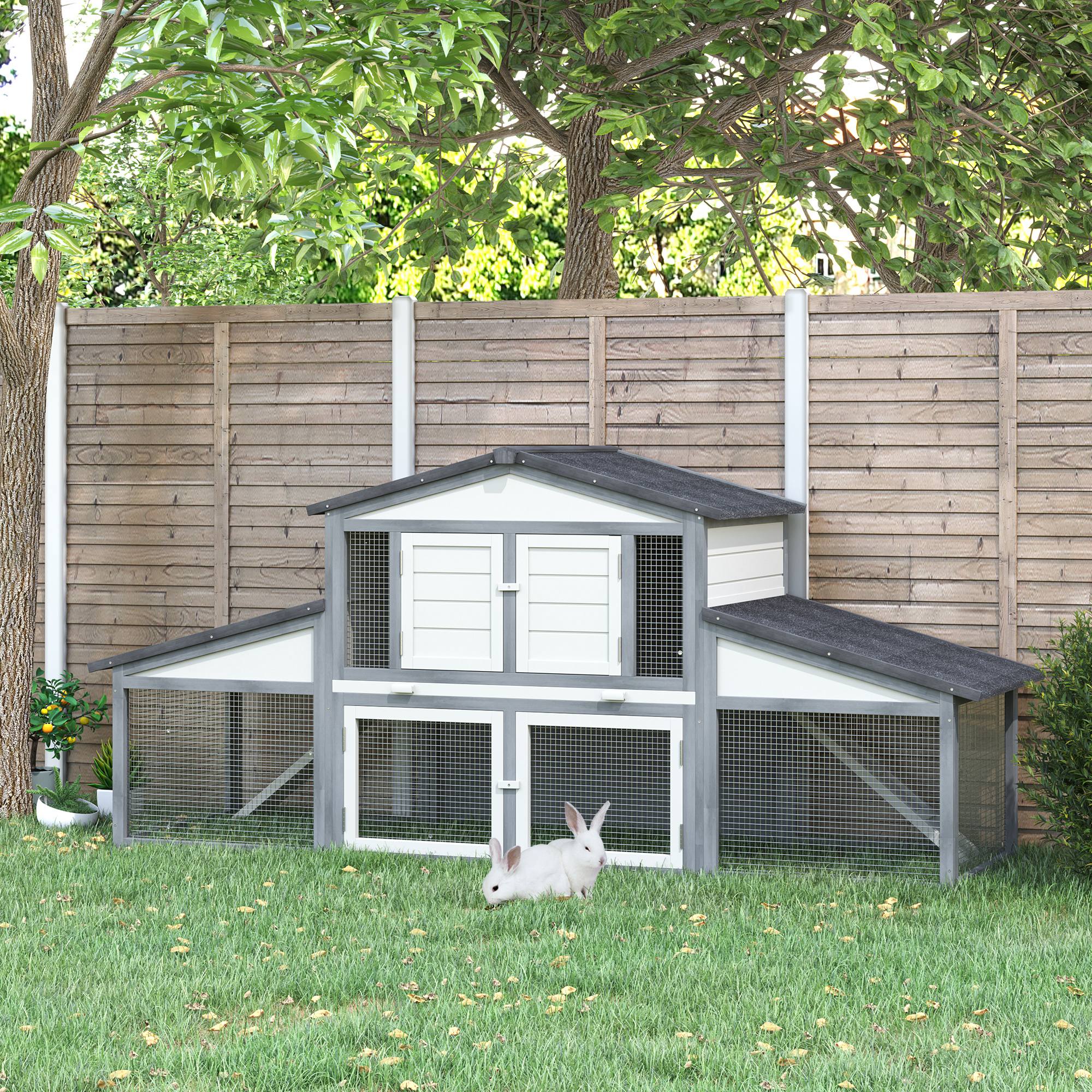 Deluxe Large Rabbit Hutch Small Animal House Portable Large Outdoor with Run Box, Grey Rabbit Hutch at Gallery Canada