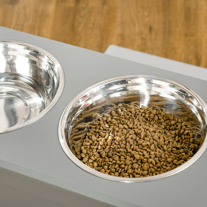 Elevated Dog Bowls with Storage for Large Dogs - 2 Stainless Steel Bowls, Grey Dog Bowls   at Gallery Canada