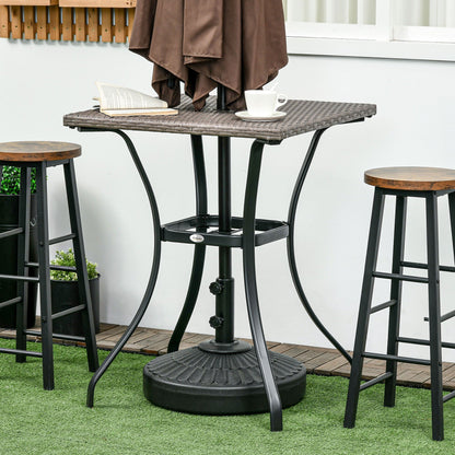 Outdoor Wicker Dining Table with Umbrella Hole, PE Rattan, Light Grey Patio Side Tables   at Gallery Canada