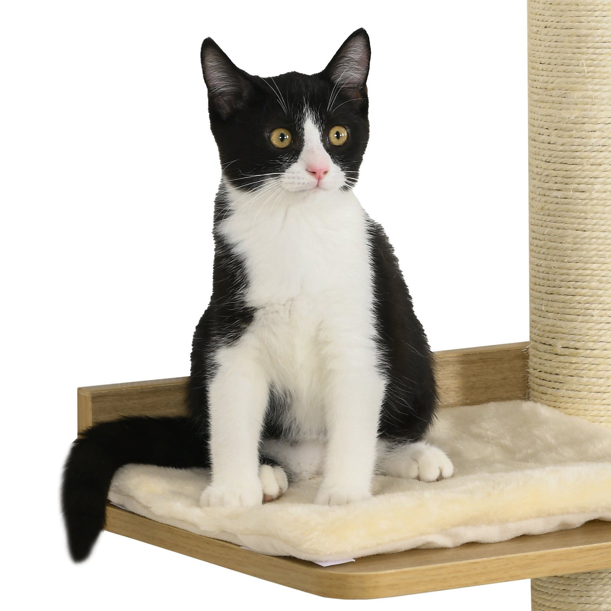 Wall Mounted Cat Tree with Scratching Post Condo Bridge Cushion Cat Climbing Shelves Furniture, Yellow Cat Climbing Wall   at Gallery Canada