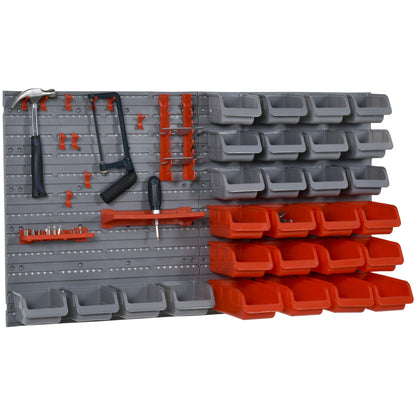 44PC Wall Mounted Storage Bins Parts Rack Kit with Storage Bins, Pegboard and Hooks, Garage Plastic Organizer, Red Tool Organizers Multi Colour  at Gallery Canada