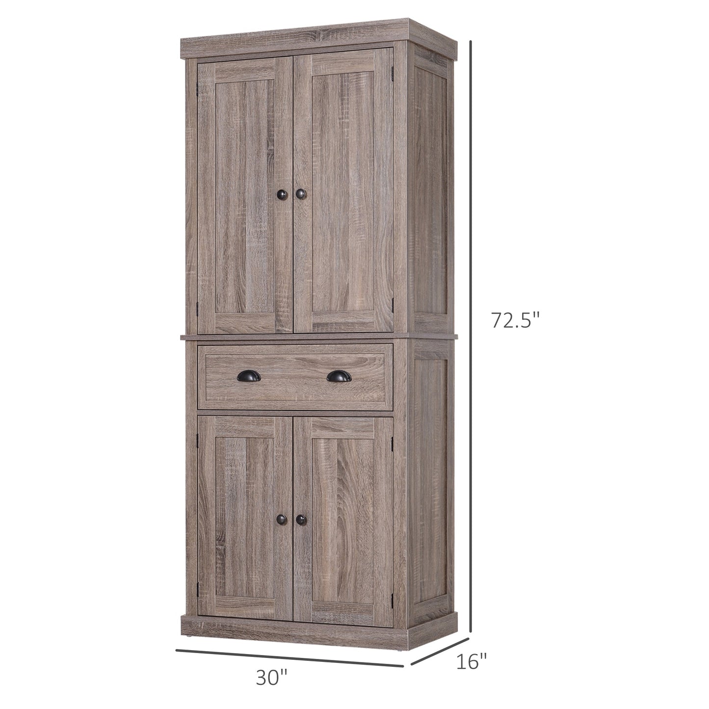 72.5" H Traditional Freestanding Kitchen Pantry Cabinet Traditional Spacious Storage Closet with 1 Drawer Kitchen Pantry Cupboard Cabinet, Wood Grain Kitchen Pantry Cabinets   at Gallery Canada