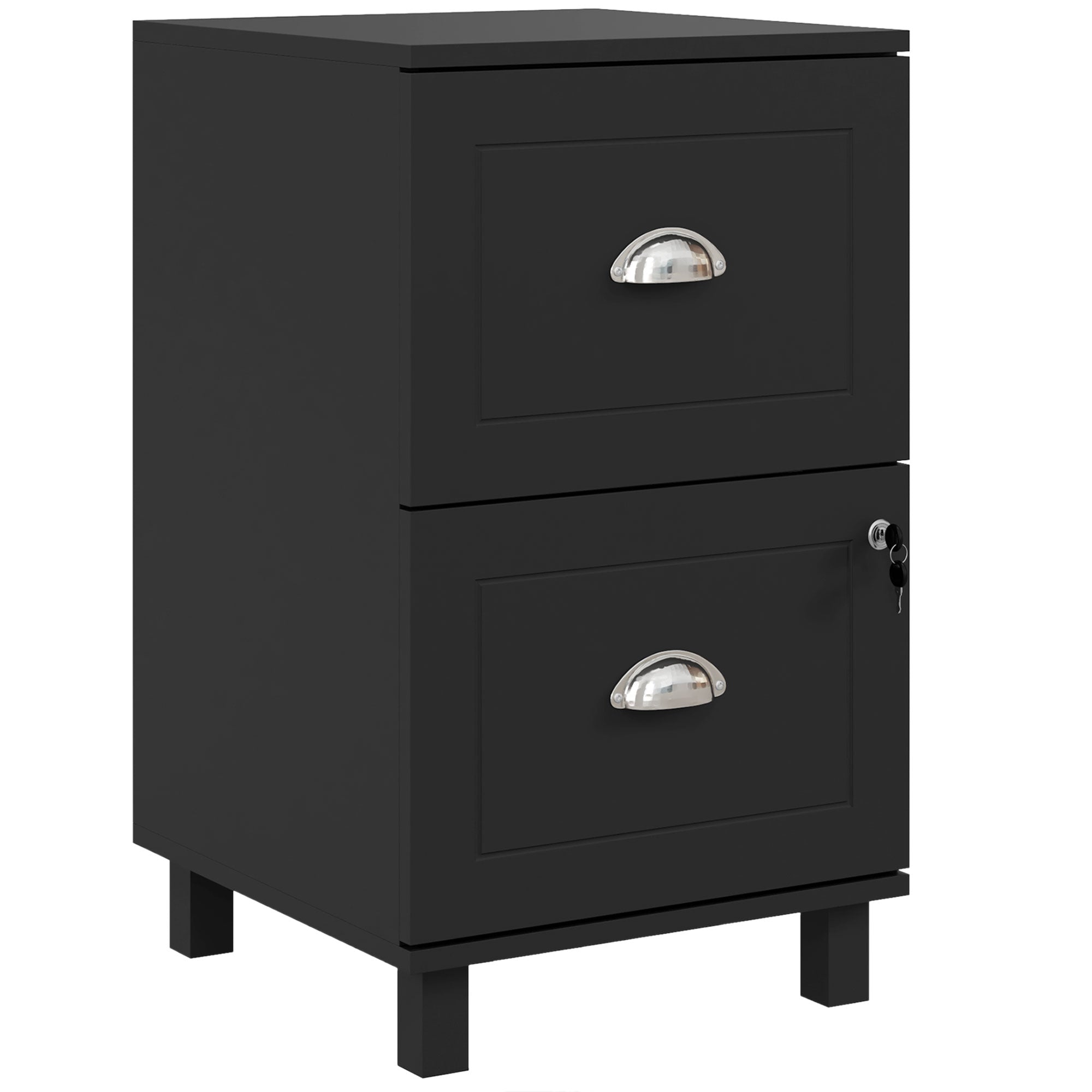 2-Drawer Small Filing Cabinet Lockable Home Office Storage Cabinet with Adjustable Hanging Bars for A4 Letter Black Office Cabinets & Cupboards   at Gallery Canada