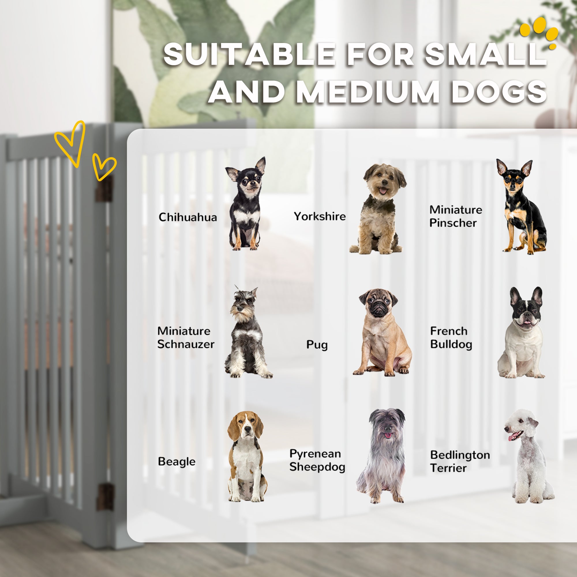 4 Panel Free Standing Wooden Pet Gate with Open Door Light Grey Houses, Kennels & Pens   at Gallery Canada