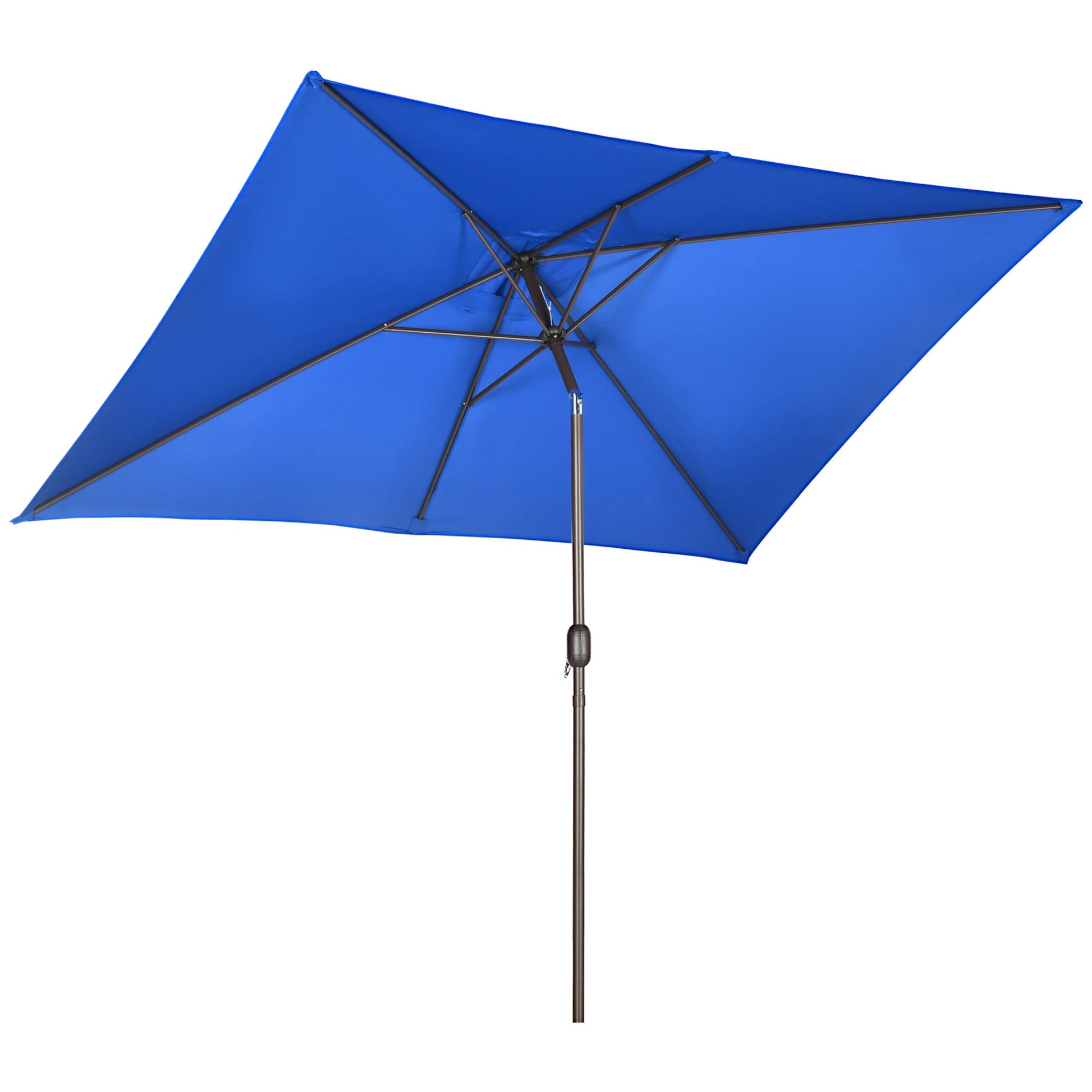 6.5x10ft Patio Umbrella, Rectangle Market Umbrella with Aluminum Frame and Crank Handle, Garden Parasol Outdoor Sunshade Canopy, Dark Blue Sun Umbrellas Multi Colour  at Gallery Canada