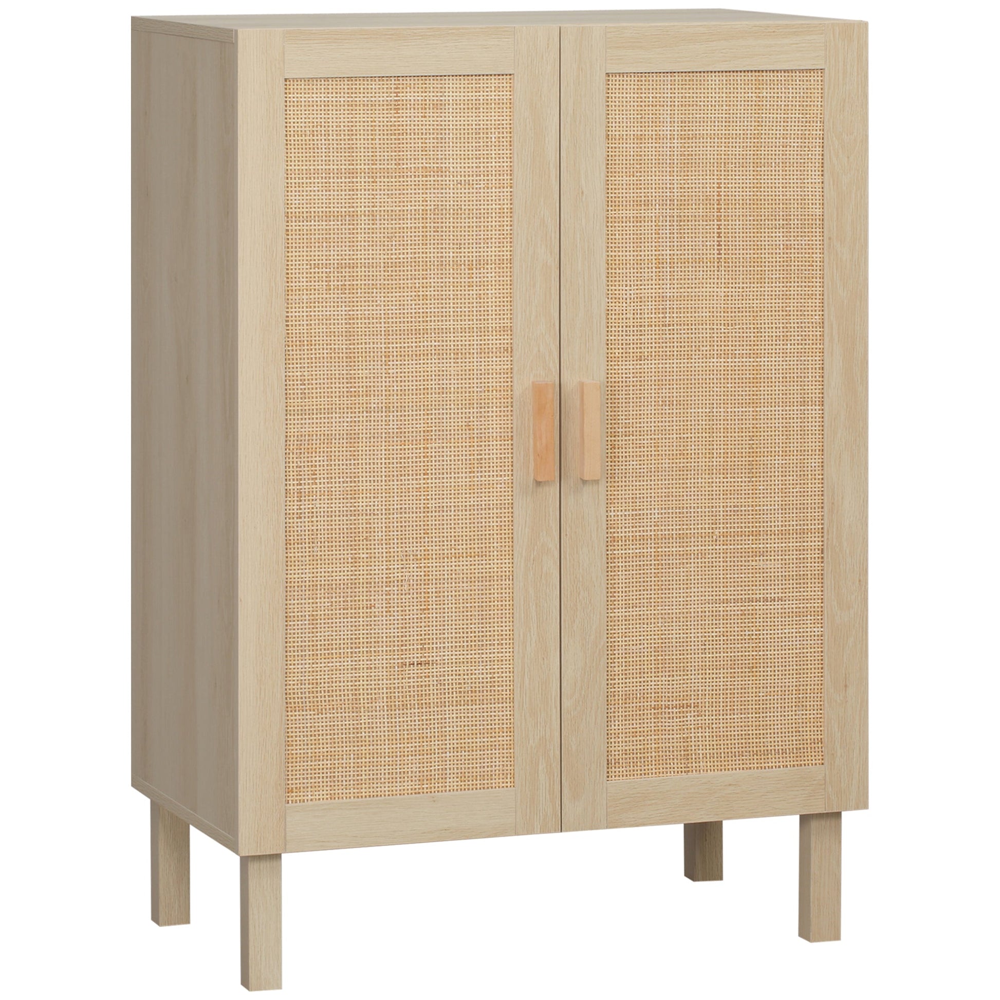 Boho Storage Cabinet, Kitchen Cabinet with Rattan Doors and Adjustable Shelf, Cupboard Organization, Natural Storage Cabinets Natural  at Gallery Canada