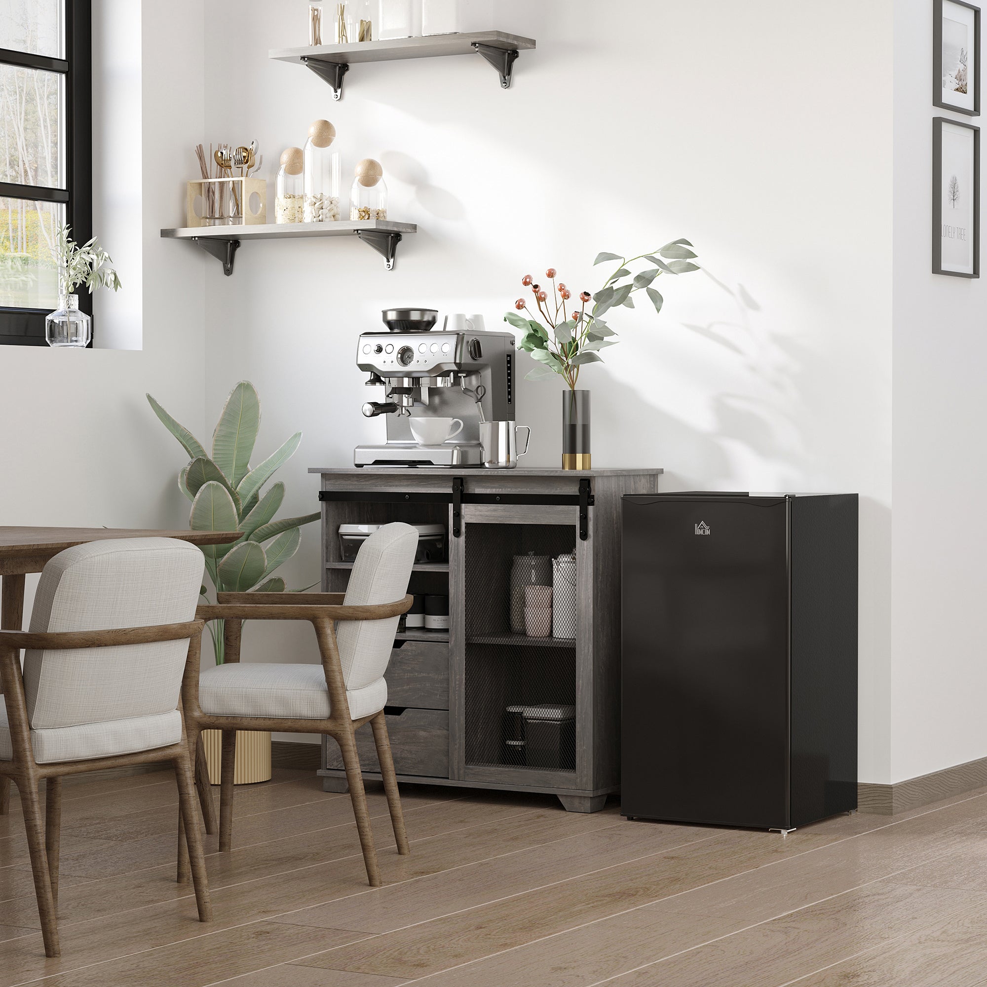 Compact Refrigerator, Mini Fridge with Freezer, Adjustable Shelf, Mechanical Thermostat and Reversible Door, Black Small Kitchen Appliances at Gallery Canada