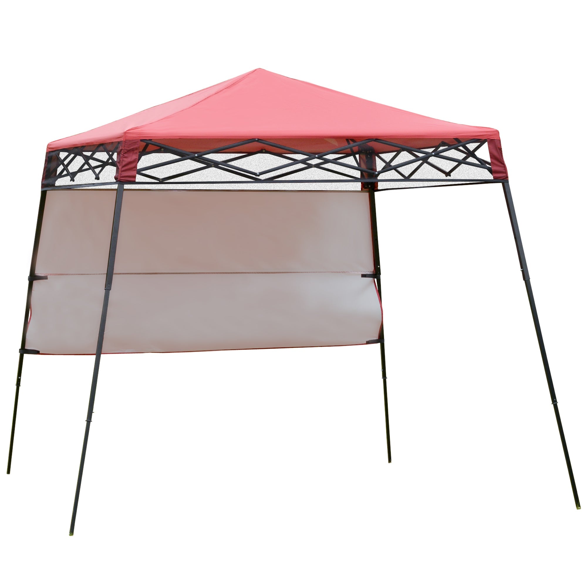 7' x 7' Garden Foldable Pop Up Gazebo Tent with Backpack &; Adjustable Legs Outdoor Party Canopy, Red &; Black Pop Up Canopies Multi Colour  at Gallery Canada