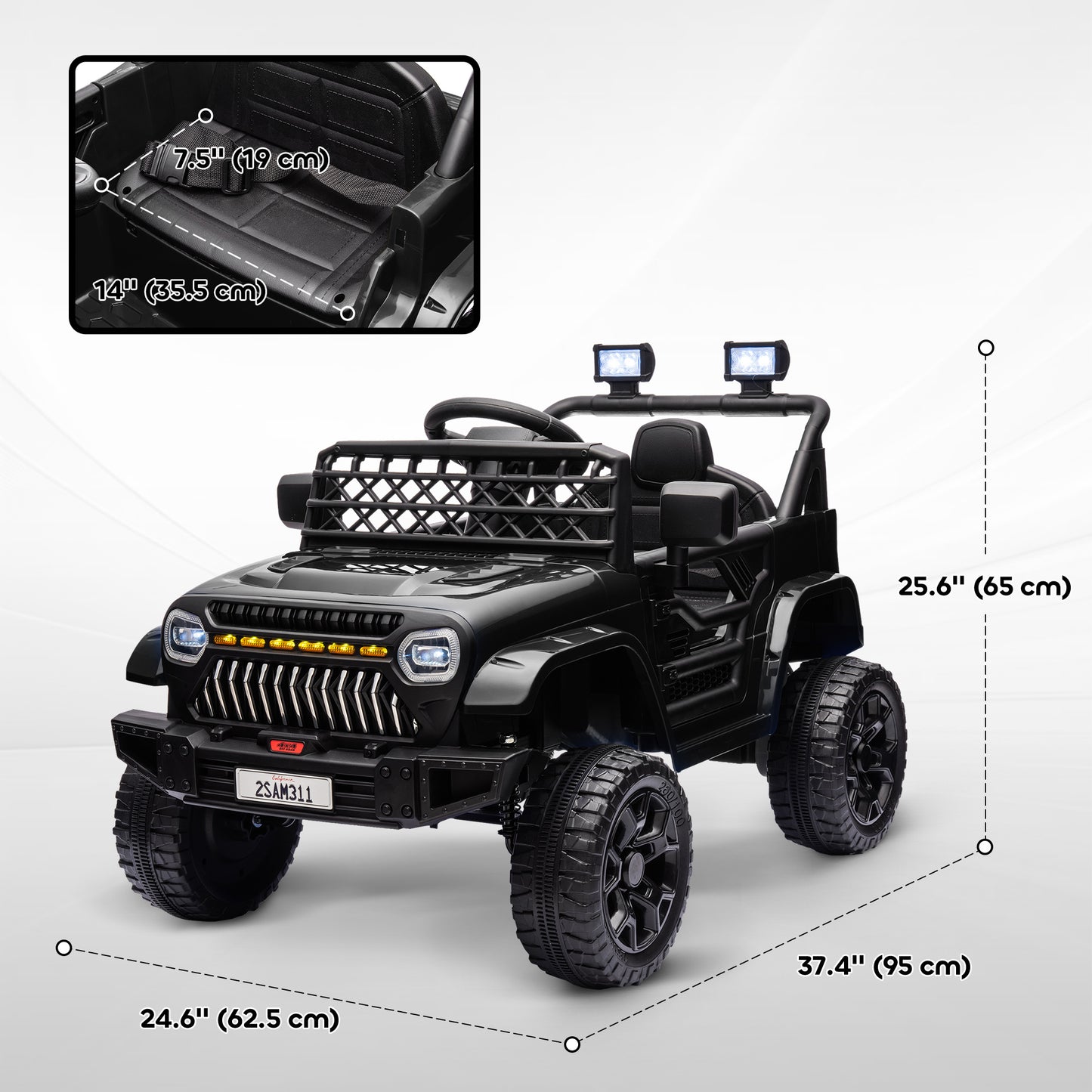 12V Ride on Truck, Electric Car for Kids with Remote Control, Suspension, 3 Speeds, USB Music Headlights, Black Electric Toy Cars   at Gallery Canada