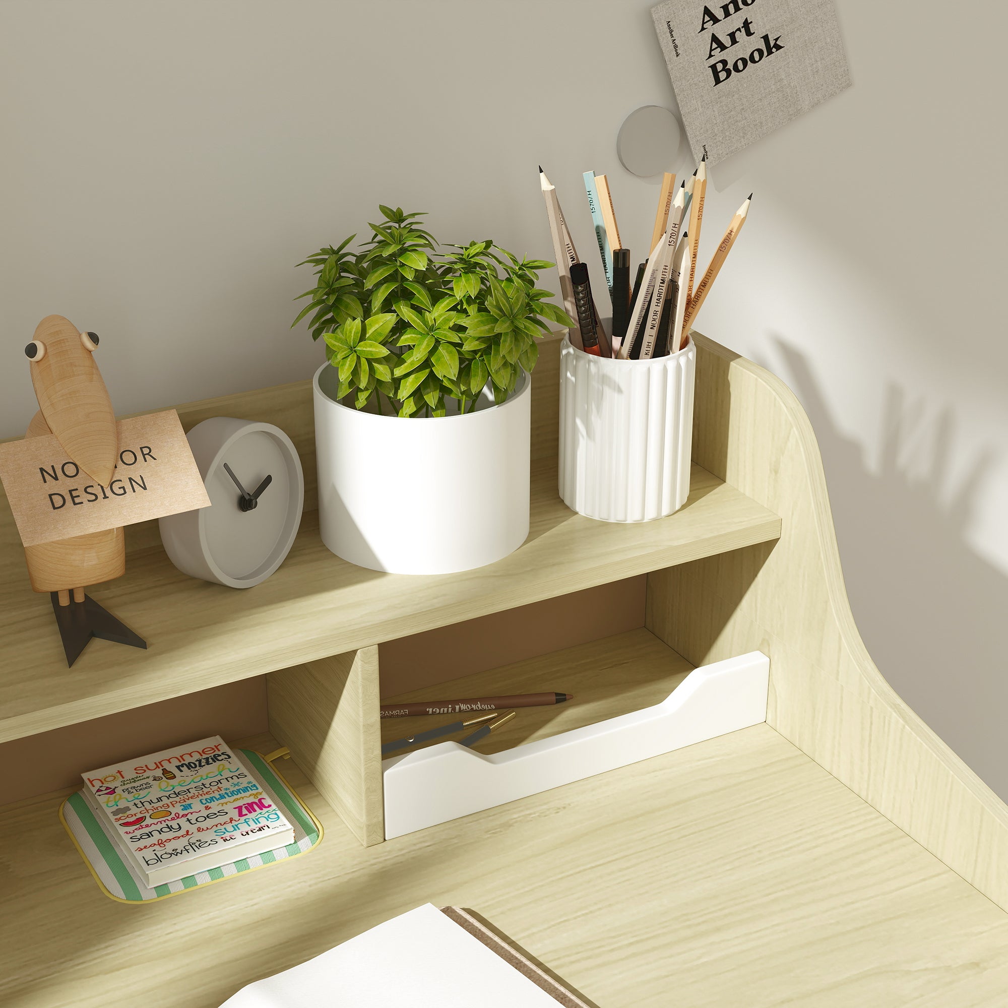 Kids Desk and Chair Set with Storage Shelves, Drawer, for 3-10 Years, White Kids Desk Sets at Gallery Canada