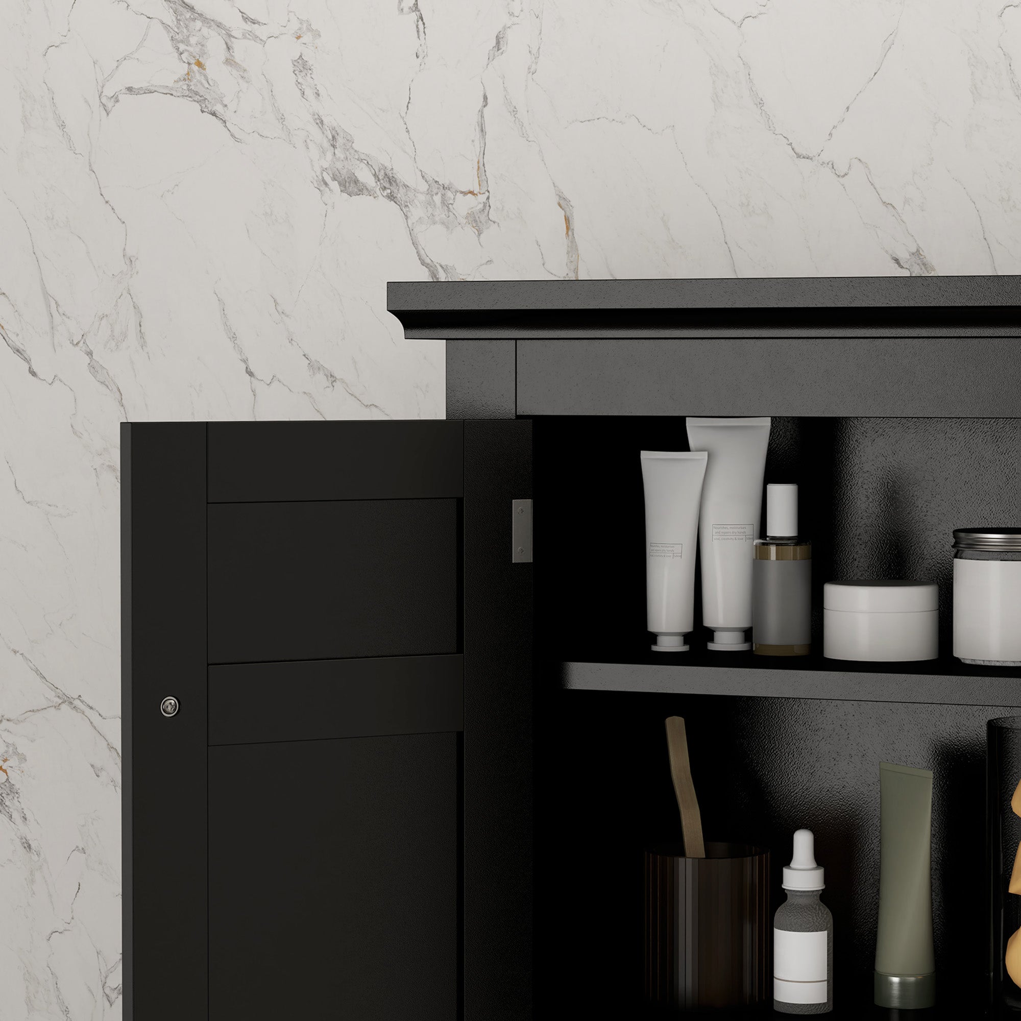 Bathroom Cabinet, Medicine Cabinet, Over Toilet Storage Cabinet with Adjustable Shelves for Entryway, Black Bathroom Cabinets at Gallery Canada