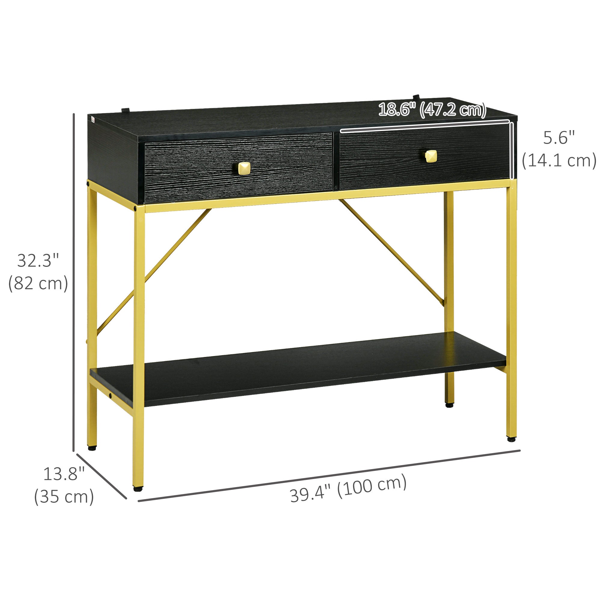 Hallway Console Table Entryway Table with 2 Drawers and Storage Shelf for Living Room Bedroom Behind Sofa Black Console Tables at Gallery Canada