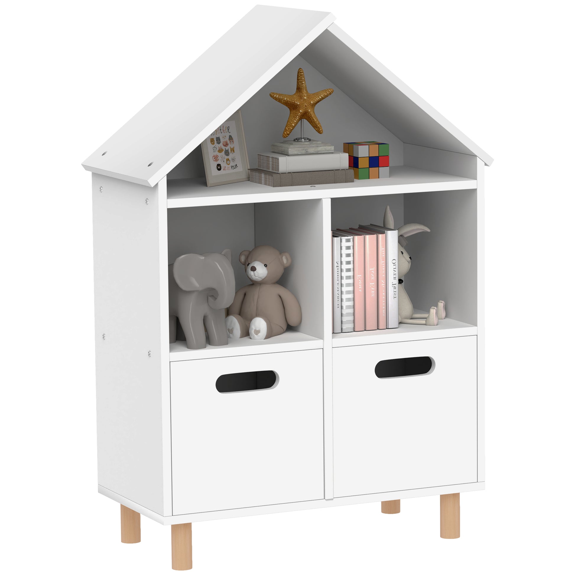 3 Tier Kids Bookshelf with Two Drawers, for Bedroom, Kids Room, White Small Bookshelves   at Gallery Canada