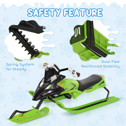 Kids Snow Racer Sleds with Padded Rubber Seat, Green Snow Scooters   at Gallery Canada