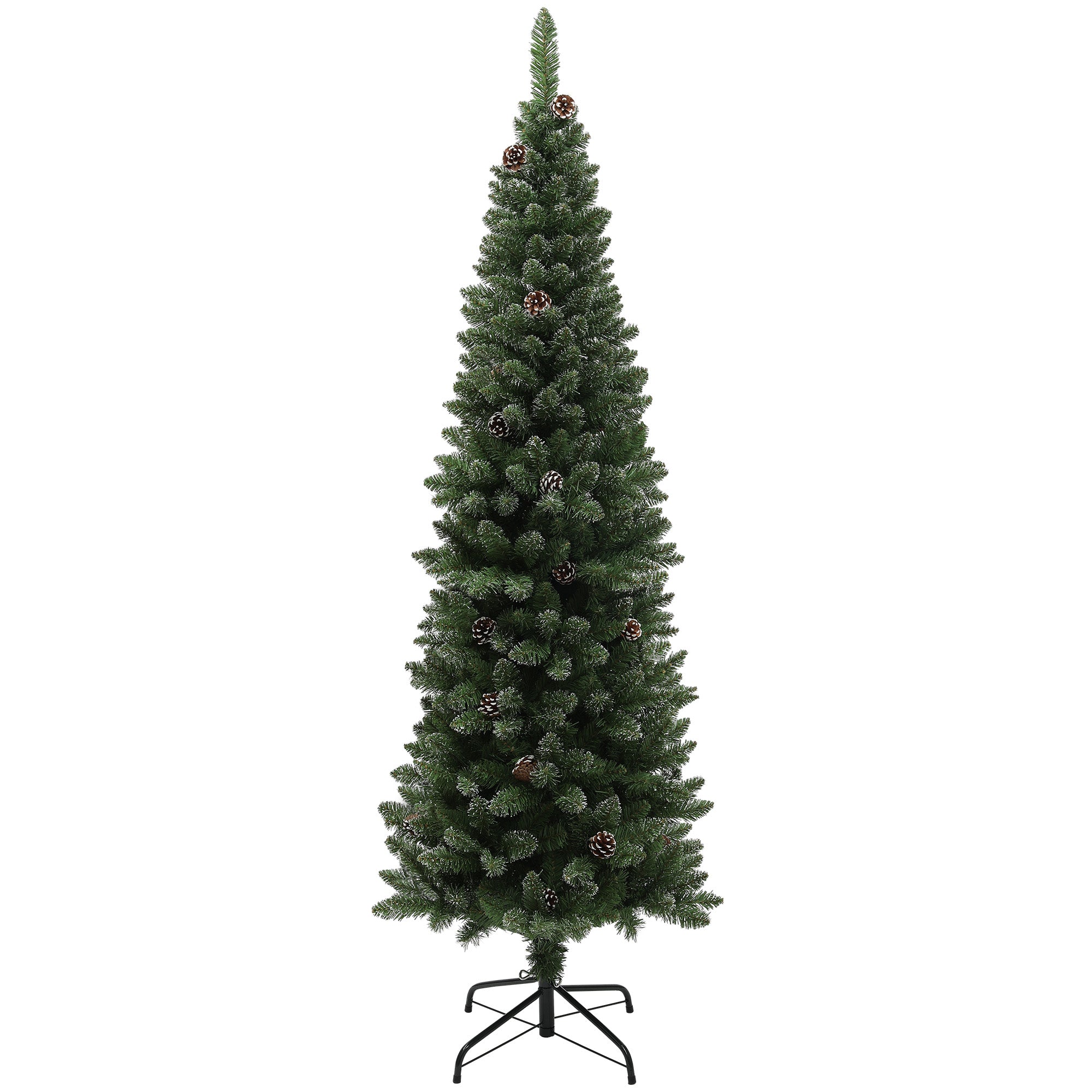 6ft Artificial Pencil Christmas Tree with 618 Branches, Pinecones, Metal Stand, Realistic Xmas Tree for Home Pencil Christmas Trees Green at Gallery Canada